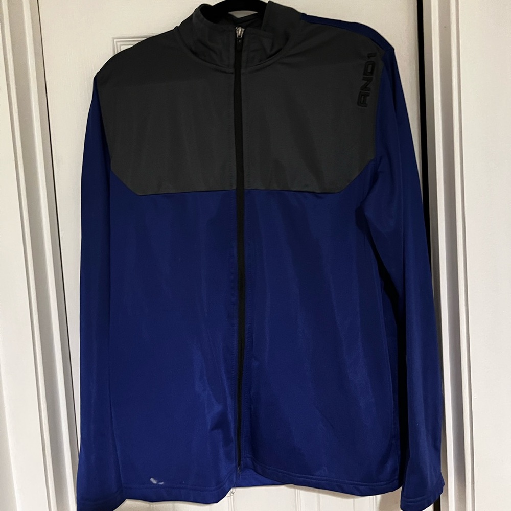 And1 Mens Full Zip Blue and Gray Jacket Size M